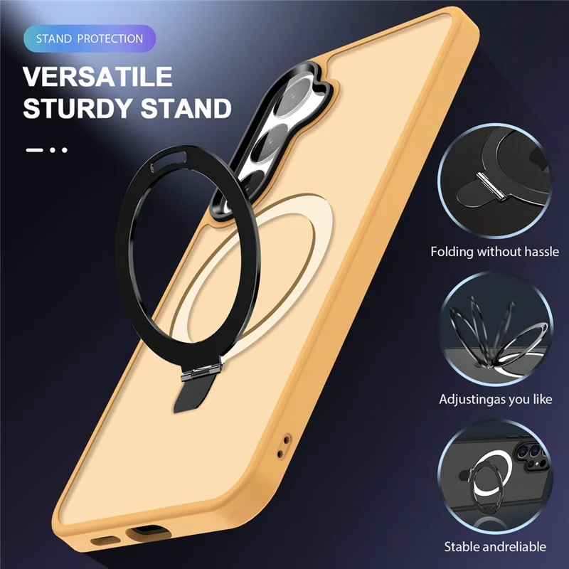 For Samsung Galaxy S24 Ultra PC Case Kickstand Protective Cover Magnetic Case - Orange