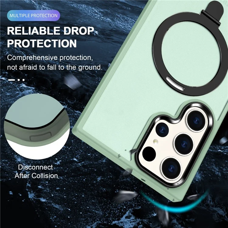 For Samsung Galaxy S23 Ultra Case Compatible with MagSafe Kickstand PC Phone Cover - Light Green