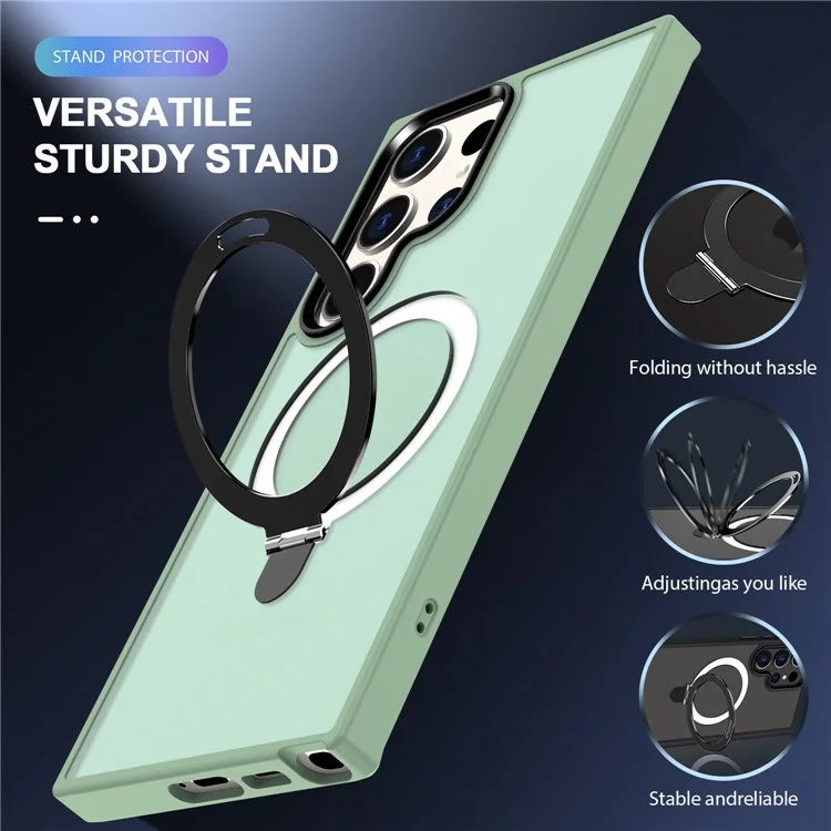 For Samsung Galaxy S23 Ultra Case Compatible with MagSafe Kickstand PC Phone Cover - Light Green