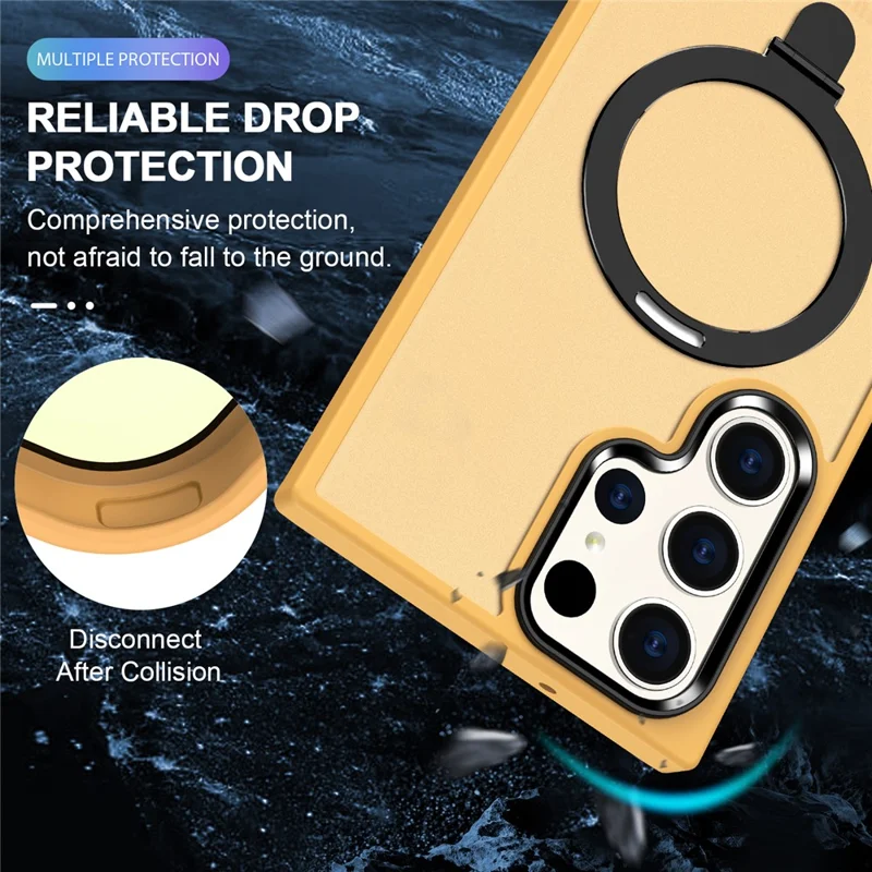 For Samsung Galaxy S23 Ultra Case Compatible with MagSafe Kickstand PC Phone Cover - Orange