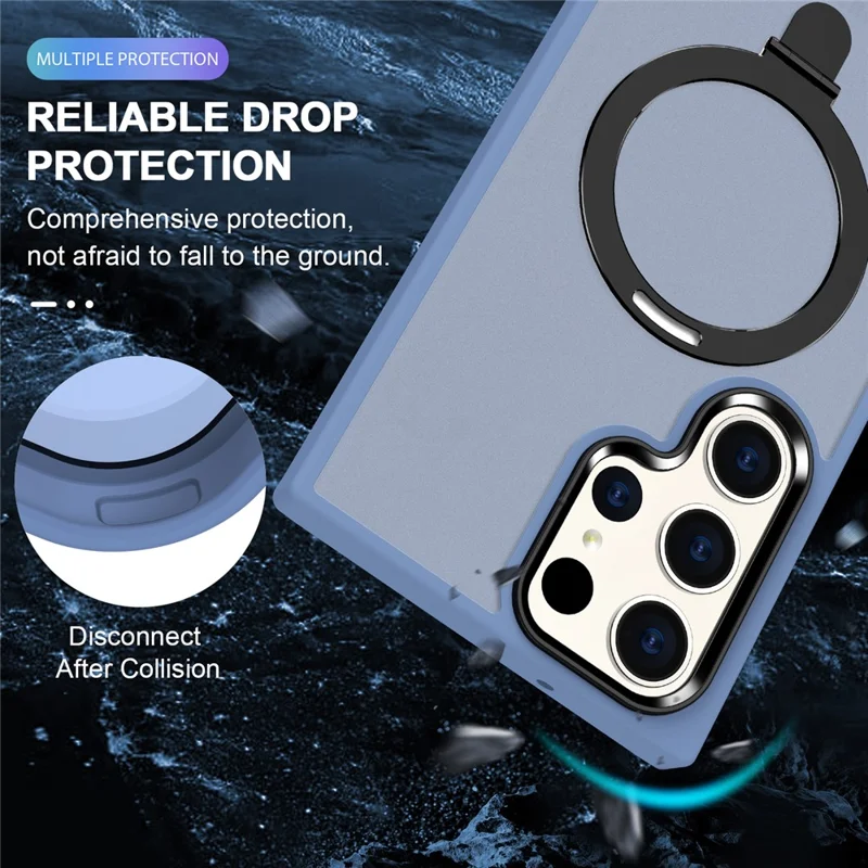 For Samsung Galaxy S23 Ultra Magnetic Case Kickstand PC Phone Cover - Baby Blue