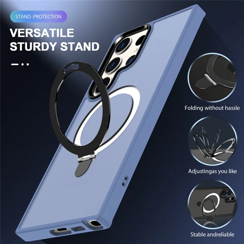 For Samsung Galaxy S23 Ultra Magnetic Case Kickstand PC Phone Cover - Baby Blue