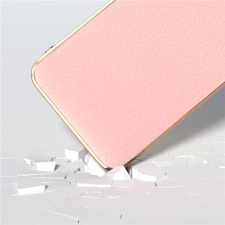 For Samsung Galaxy S24 Electroplating Cases Genuine Cow Leather+TPU+PC Phone Cover - Pink