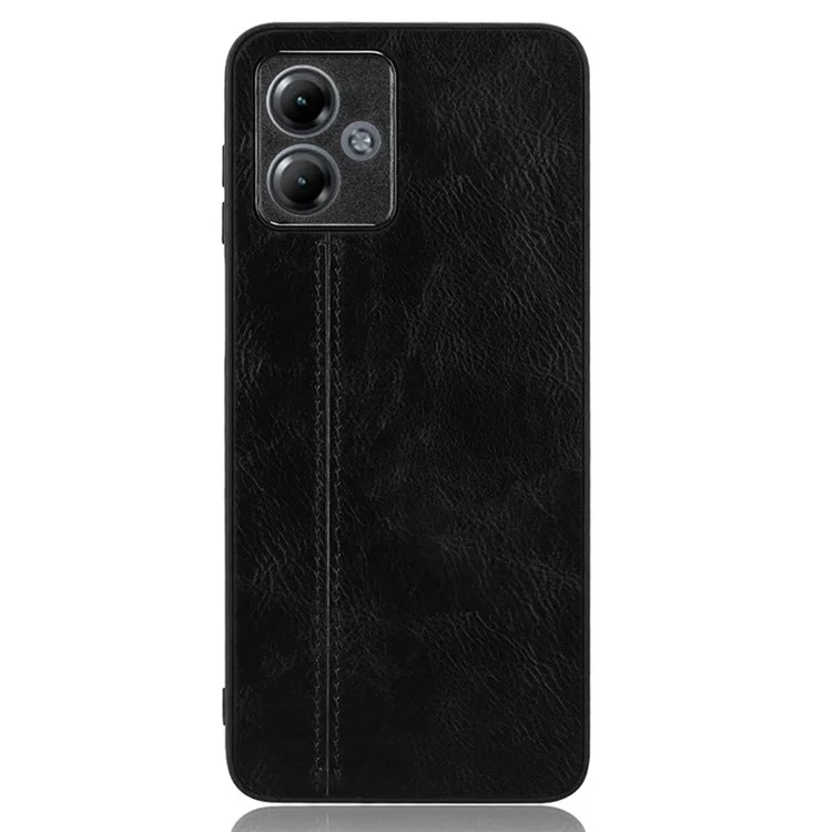 For Motorola Moto G14 4G Mobile Phone Case PU Leather+PC+TPU Shell Slim-Fit Phone Cover - Black