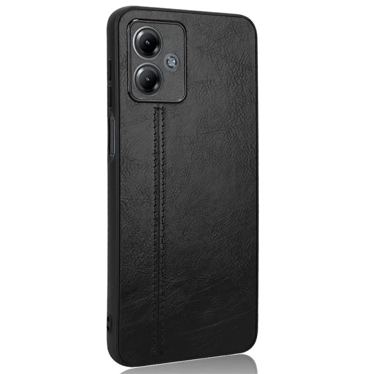 For Motorola Moto G14 4G Mobile Phone Case PU Leather+PC+TPU Shell Slim-Fit Phone Cover - Black