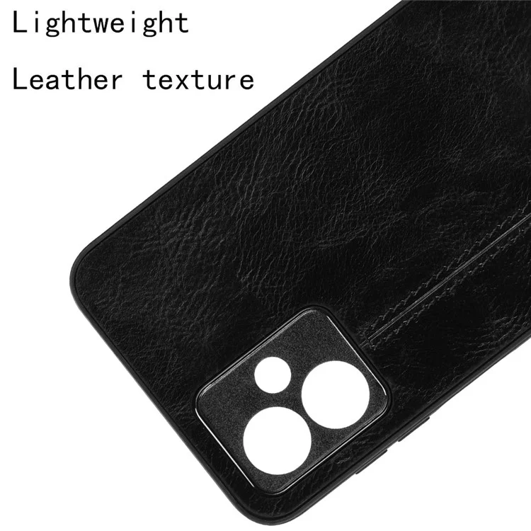 For Motorola Moto G14 4G Mobile Phone Case PU Leather+PC+TPU Shell Slim-Fit Phone Cover - Black