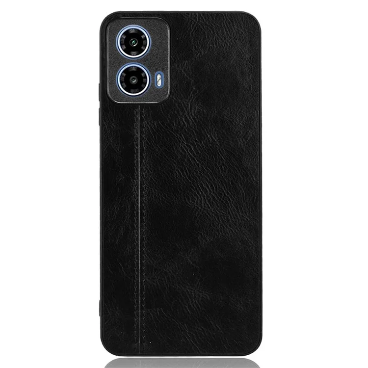 Para Motorola Moto G45 5G / G34 5G Funda para teléfono móvil Carcasa trasera de cuero PU + PC + TPU con línea de costura - Negro