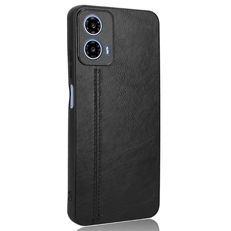 Para Motorola Moto G45 5G / G34 5G Funda para teléfono móvil Carcasa trasera de cuero PU + PC + TPU con línea de costura - Negro