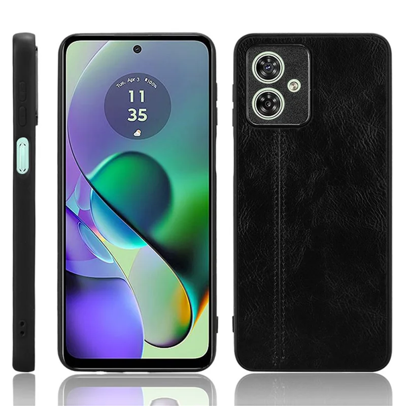 Per Motorola Moto G54 5G Case Stitching Line Design Anti-scratch Leather+TPU+PC Phone Cover - Nero