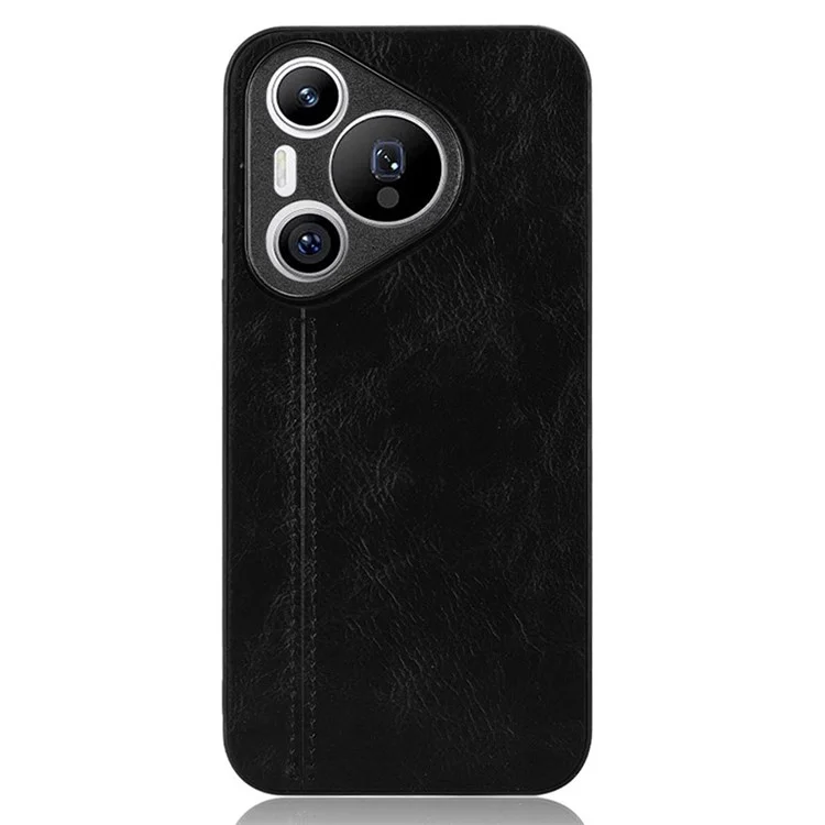 Para Huawei Pura 70 Case PU+PC+TPU Phone Back Cover Linha de Costura Design - Preto