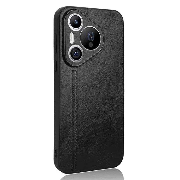 Para Huawei Pura 70 Case PU+PC+TPU Phone Back Cover Linha de Costura Design - Preto