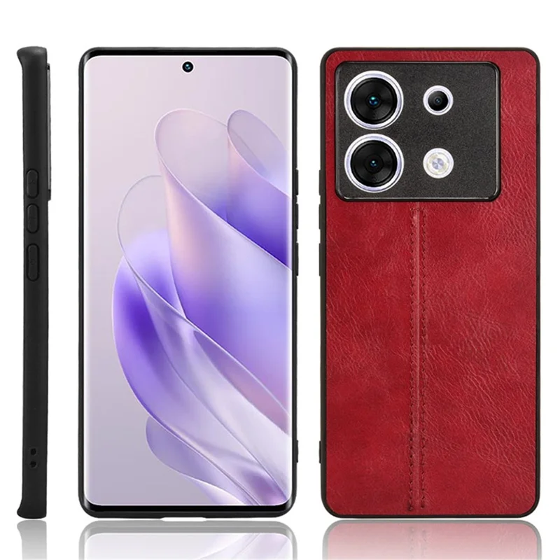 For Infinix Zero 30 5G Cover PU Leather+PC+TPU Stitching Line Design Cell Phone Case - Red