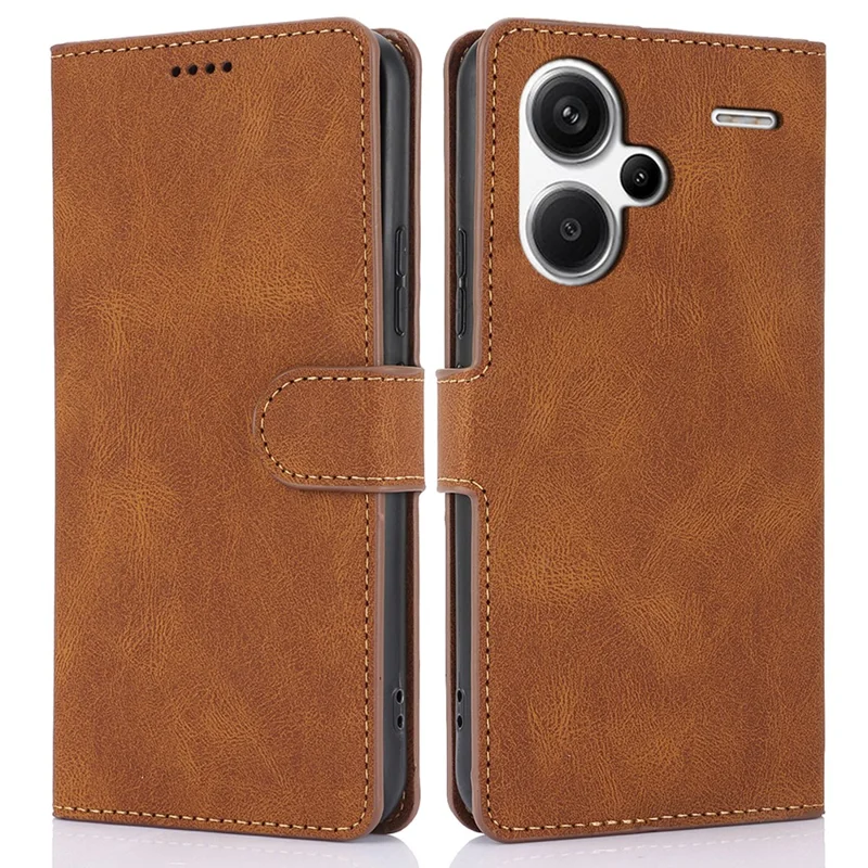 For Xiaomi Redmi Note 13 Pro+ 5G Cell Phone Cases Magnetic Clasp Leather Stand Cover - Brown
