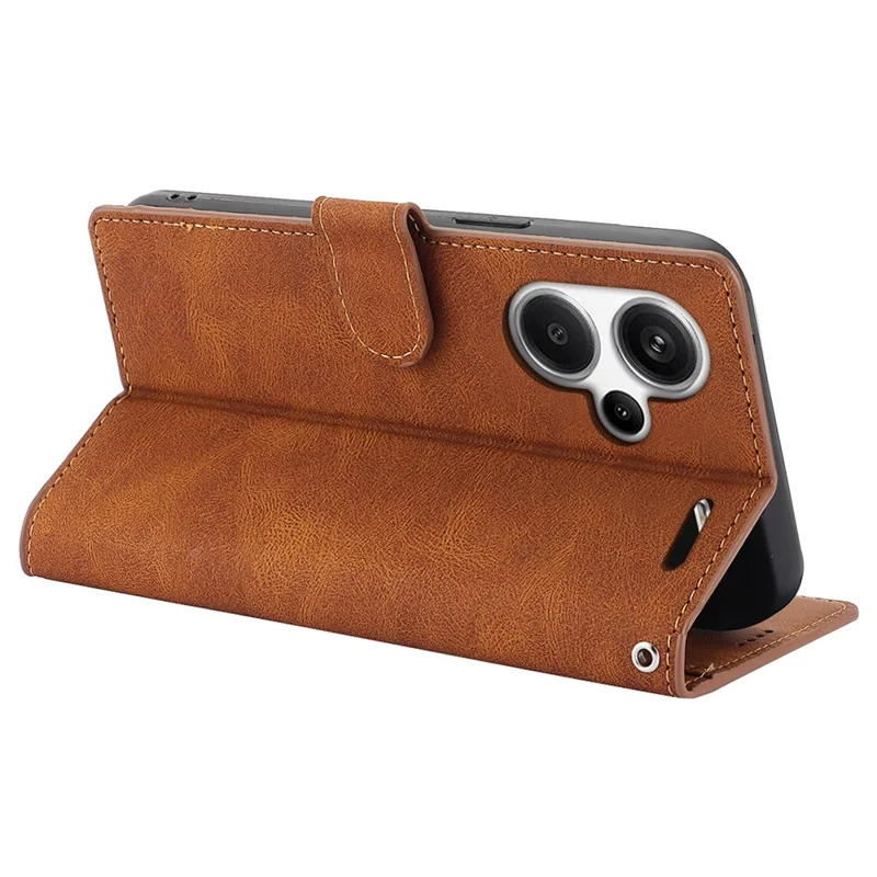 For Xiaomi Redmi Note 13 Pro+ 5G Cell Phone Cases Magnetic Clasp Leather Stand Cover - Brown