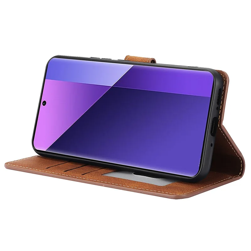 For Xiaomi Redmi Note 13 Pro+ 5G Cell Phone Cases Magnetic Clasp Leather Stand Cover - Brown