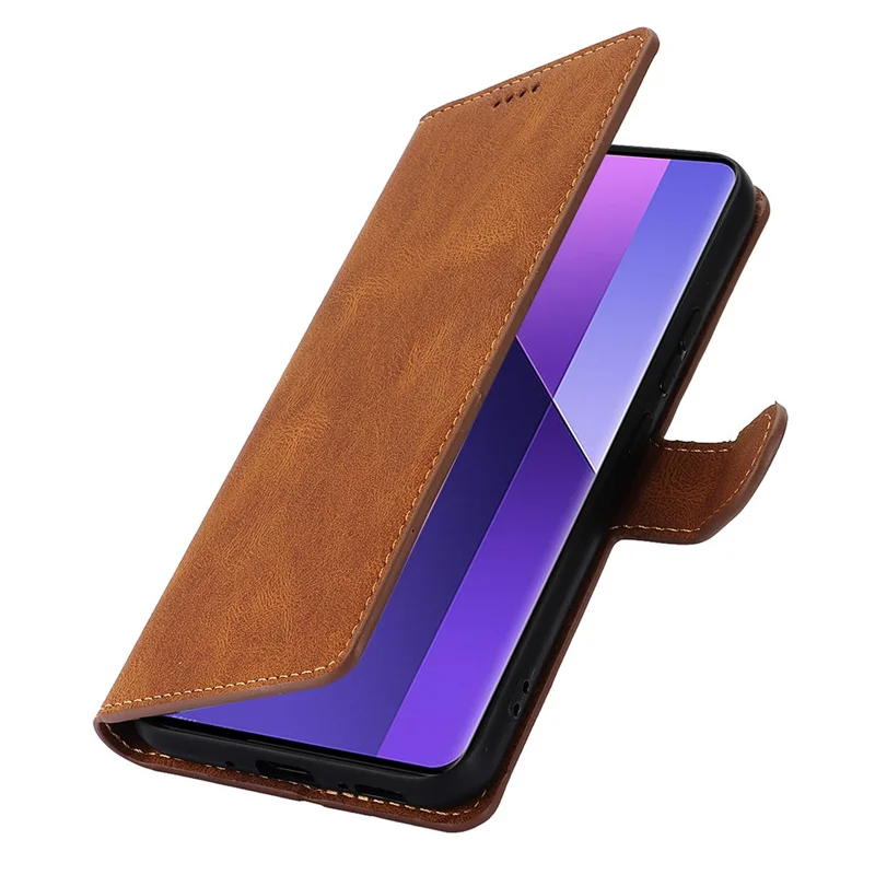 For Xiaomi Redmi Note 13 Pro+ 5G Cell Phone Cases Magnetic Clasp Leather Stand Cover - Brown