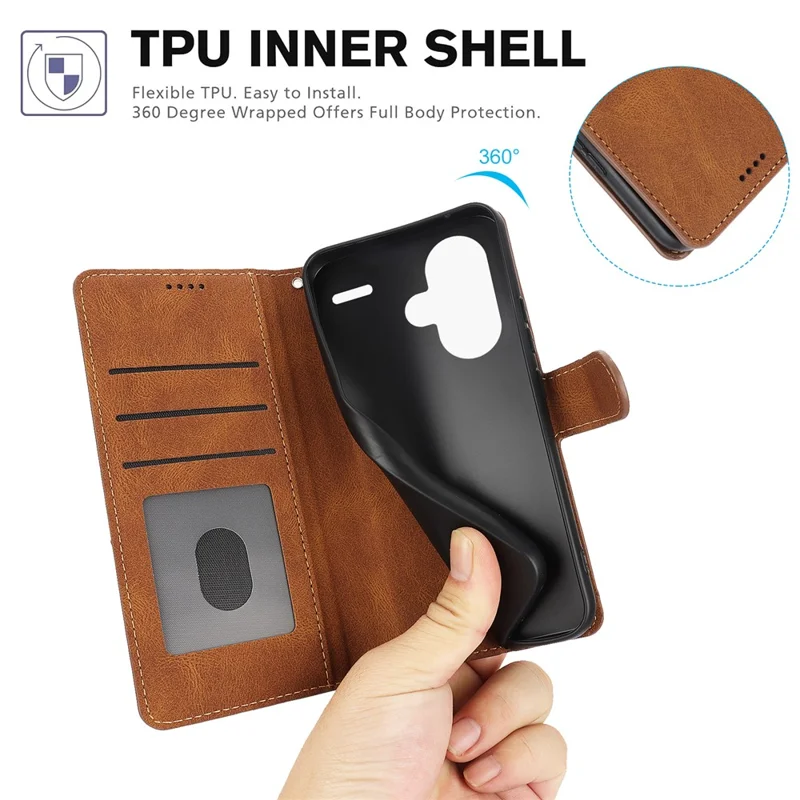For Xiaomi Redmi Note 13 Pro+ 5G Cell Phone Cases Magnetic Clasp Leather Stand Cover - Brown