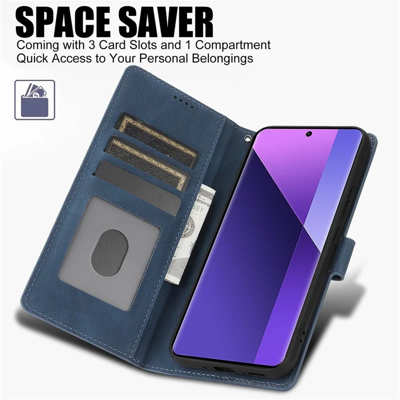 For Xiaomi Redmi Note 13 Pro+ 5G Cell Phone Cases Magnetic Clasp Leather Stand Cover - Blue