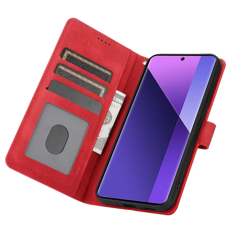 For Xiaomi Redmi Note 13 Pro+ 5G Cell Phone Cases Magnetic Clasp Leather Stand Cover - Red