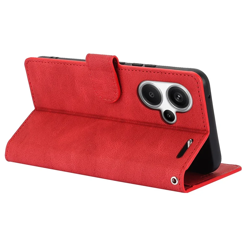 For Xiaomi Redmi Note 13 Pro+ 5G Cell Phone Cases Magnetic Clasp Leather Stand Cover - Red