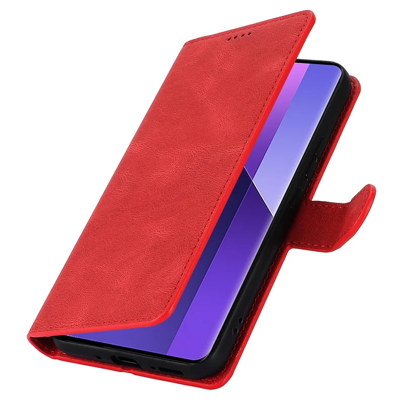 For Xiaomi Redmi Note 13 Pro+ 5G Cell Phone Cases Magnetic Clasp Leather Stand Cover - Red
