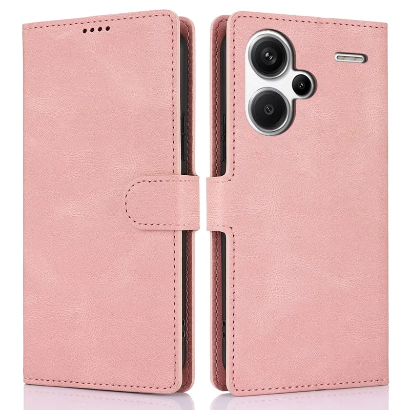 For Xiaomi Redmi Note 13 Pro+ 5G Cell Phone Cases Magnetic Clasp Leather Stand Cover - Pink