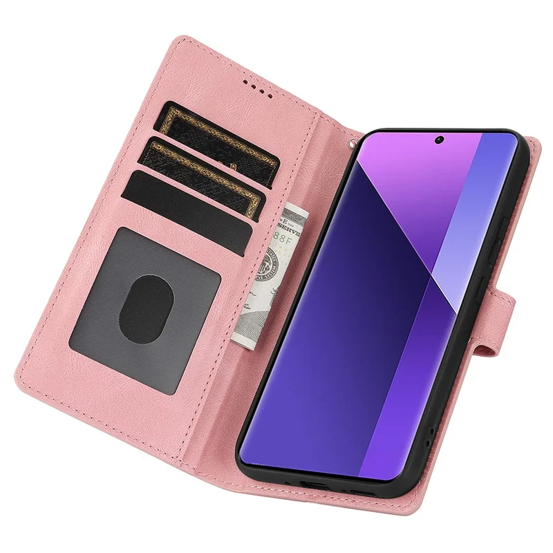 For Xiaomi Redmi Note 13 Pro+ 5G Cell Phone Cases Magnetic Clasp Leather Stand Cover - Pink