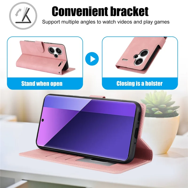 For Xiaomi Redmi Note 13 Pro+ 5G Cell Phone Cases Magnetic Clasp Leather Stand Cover - Pink