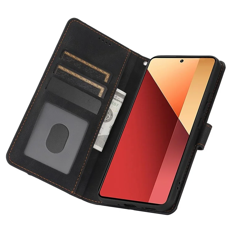 For Xiaomi Redmi Note 13 Pro 5G / Poco X6 5G Cases Magnetic Clasp Leather Cell Phone Cover - Black