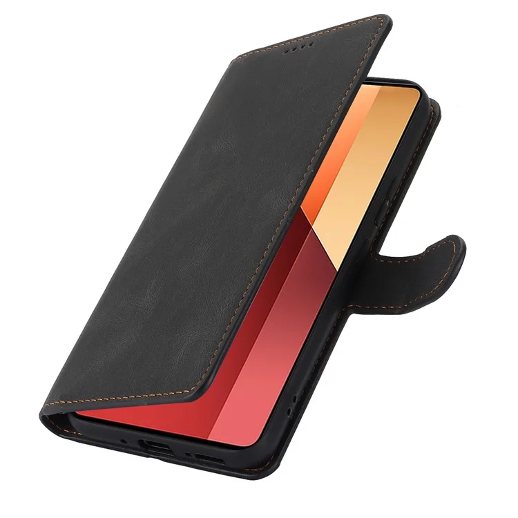For Xiaomi Redmi Note 13 Pro 5G / Poco X6 5G Cases Magnetic Clasp Leather Cell Phone Cover - Black