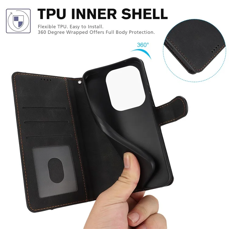 For Xiaomi Redmi Note 13 Pro 5G / Poco X6 5G Cases Magnetic Clasp Leather Cell Phone Cover - Black