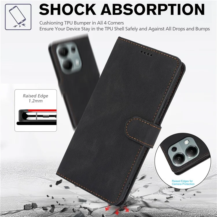 For Xiaomi Redmi Note 13 Pro 5G / Poco X6 5G Cases Magnetic Clasp Leather Cell Phone Cover - Black