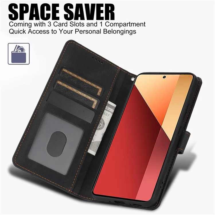 For Xiaomi Redmi Note 13 Pro 5G / Poco X6 5G Cases Magnetic Clasp Leather Cell Phone Cover - Black