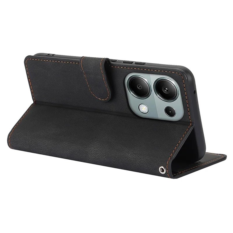 Für Xiaomi Redmi Note 13 4G Brieftaschenkoffer Anti-Drop-Lederhülle - Schwarz