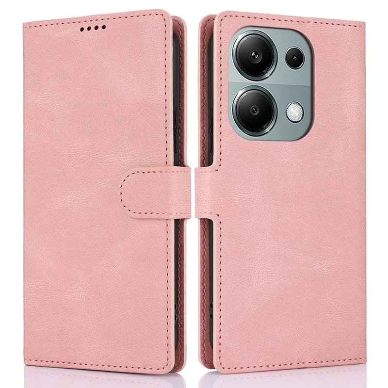 For Xiaomi Redmi Note 13 4G Wallet Cases Anti-Drop Leather Phone Cover - Pink