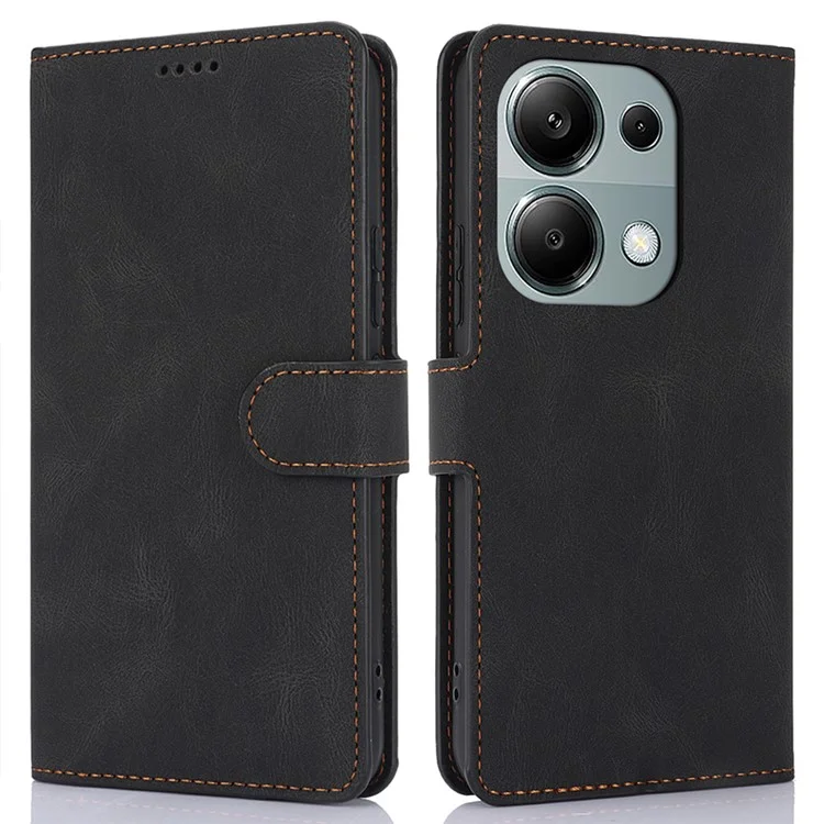 For Xiaomi Redmi Note 13 Pro 4G / Poco M6 Pro 4G Case Magnetic Clasp Card Holder Stand Phone Shell - Black