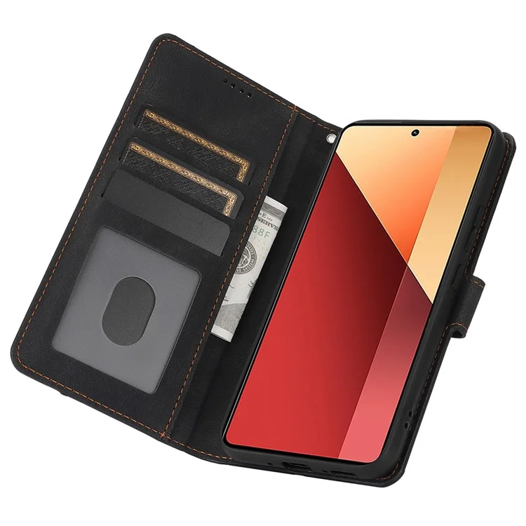 For Xiaomi Redmi Note 13 Pro 4G / Poco M6 Pro 4G Case Magnetic Clasp Card Holder Stand Phone Shell - Black