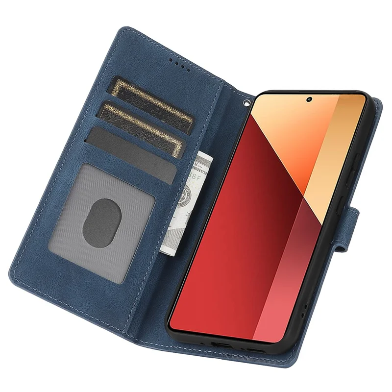 Для Xiaomi Redmi Note 13 Pro 4G / Poco M6 Pro 4G Чехол с магнитной застежкой, держатель для карт, подставка для телефона - Синий