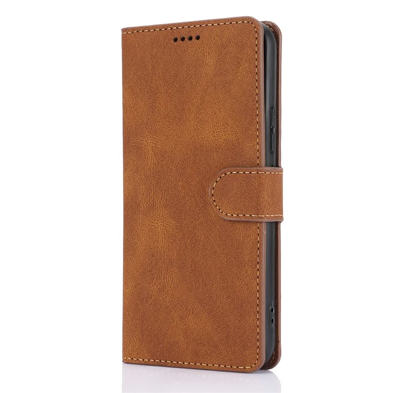 For Xiaomi Redmi Note 13 Pro 4G / Poco M6 Pro 4G Case Magnetic Clasp Card Holder Stand Phone Shell - Brown