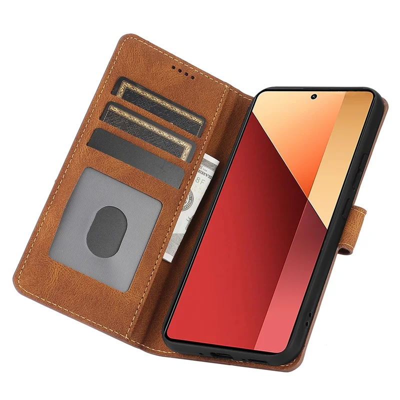 For Xiaomi Redmi Note 13 Pro 4G / Poco M6 Pro 4G Case Magnetic Clasp Card Holder Stand Phone Shell - Brown