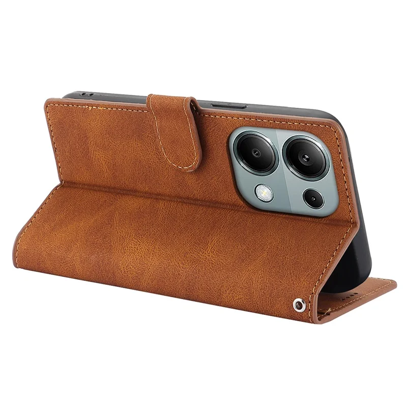 For Xiaomi Redmi Note 13 Pro 4G / Poco M6 Pro 4G Case Magnetic Clasp Card Holder Stand Phone Shell - Brown