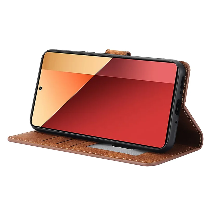 For Xiaomi Redmi Note 13 Pro 4G / Poco M6 Pro 4G Case Magnetic Clasp Card Holder Stand Phone Shell - Brown
