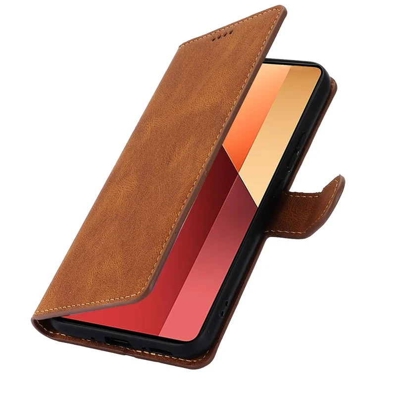 For Xiaomi Redmi Note 13 Pro 4G / Poco M6 Pro 4G Case Magnetic Clasp Card Holder Stand Phone Shell - Brown