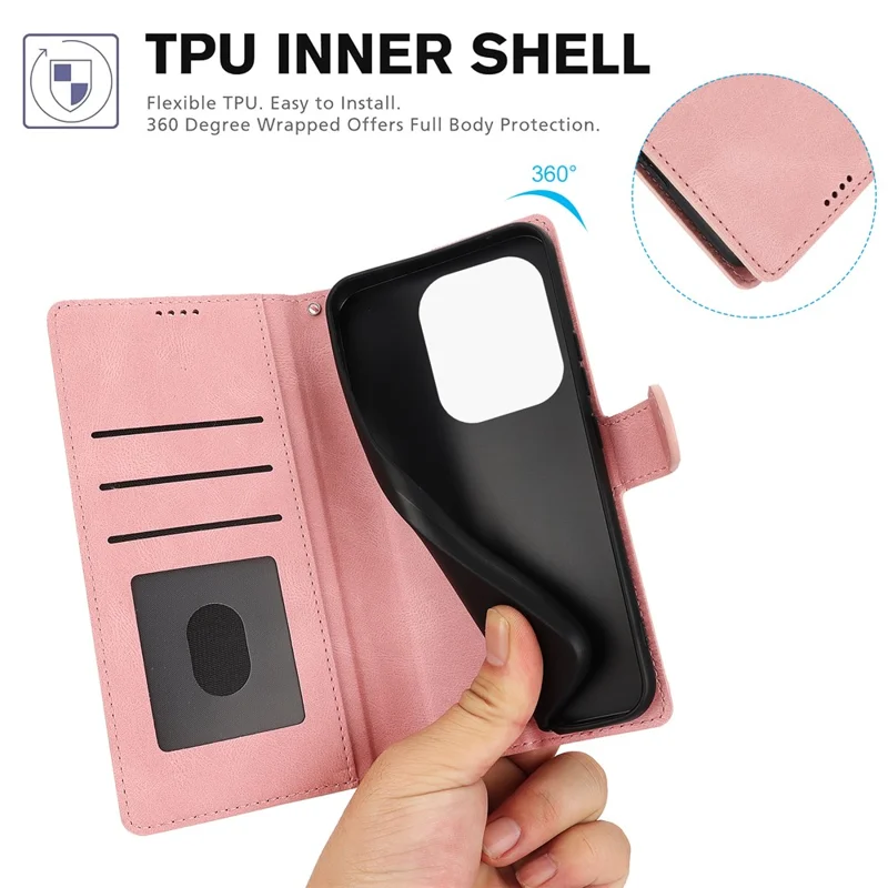 Pour Xiaomi Redmi Note 13 Pro 4G / Poco M6 Pro 4G Étui Fermoir Magnétique Support Porte-Carte - Rose