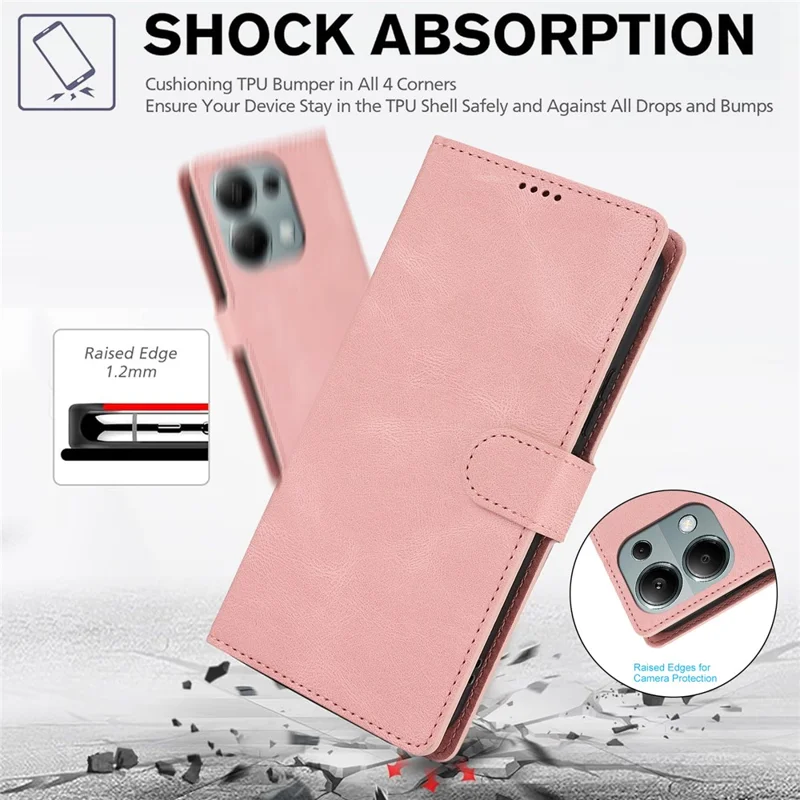 Pour Xiaomi Redmi Note 13 Pro 4G / Poco M6 Pro 4G Étui Fermoir Magnétique Support Porte-Carte - Rose