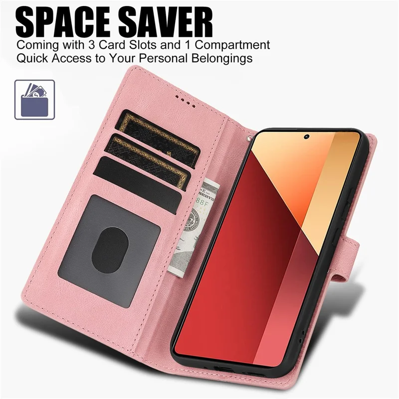 Pour Xiaomi Redmi Note 13 Pro 4G / Poco M6 Pro 4G Étui Fermoir Magnétique Support Porte-Carte - Rose