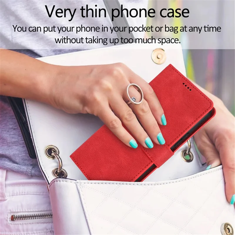 Per Xiaomi Redmi Note 13 Pro 4G / Poco M6 Pro 4G Custodia Fermaglio Magnetico Porta Carte Supporto Custodia per Telefono - Rosso