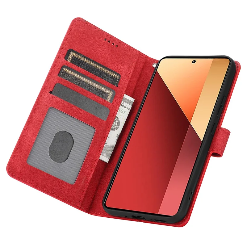 Per Xiaomi Redmi Note 13 Pro 4G / Poco M6 Pro 4G Custodia Fermaglio Magnetico Porta Carte Supporto Custodia per Telefono - Rosso