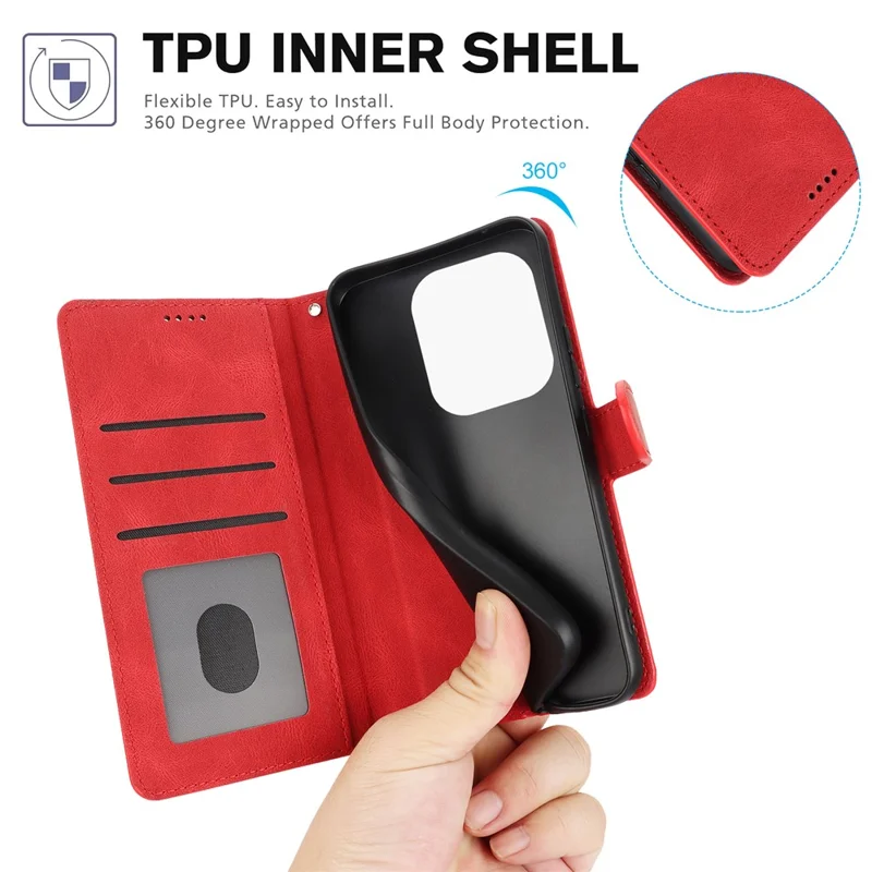 Per Xiaomi Redmi Note 13 Pro 4G / Poco M6 Pro 4G Custodia Fermaglio Magnetico Porta Carte Supporto Custodia per Telefono - Rosso