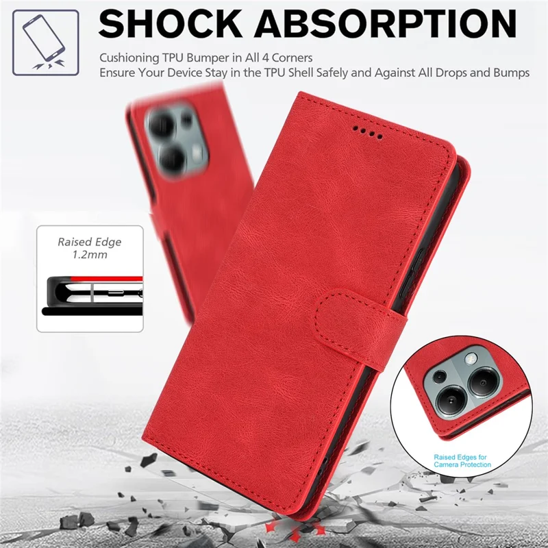 Per Xiaomi Redmi Note 13 Pro 4G / Poco M6 Pro 4G Custodia Fermaglio Magnetico Porta Carte Supporto Custodia per Telefono - Rosso